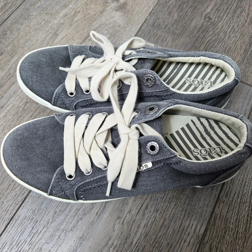 Taos Canvas Lace Up Shoes Womens‎ 6.5 Gray Comfort Casual Walking Sneaker